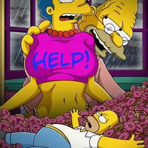 Vovô Simpson tarado espiando a Marge Simpson