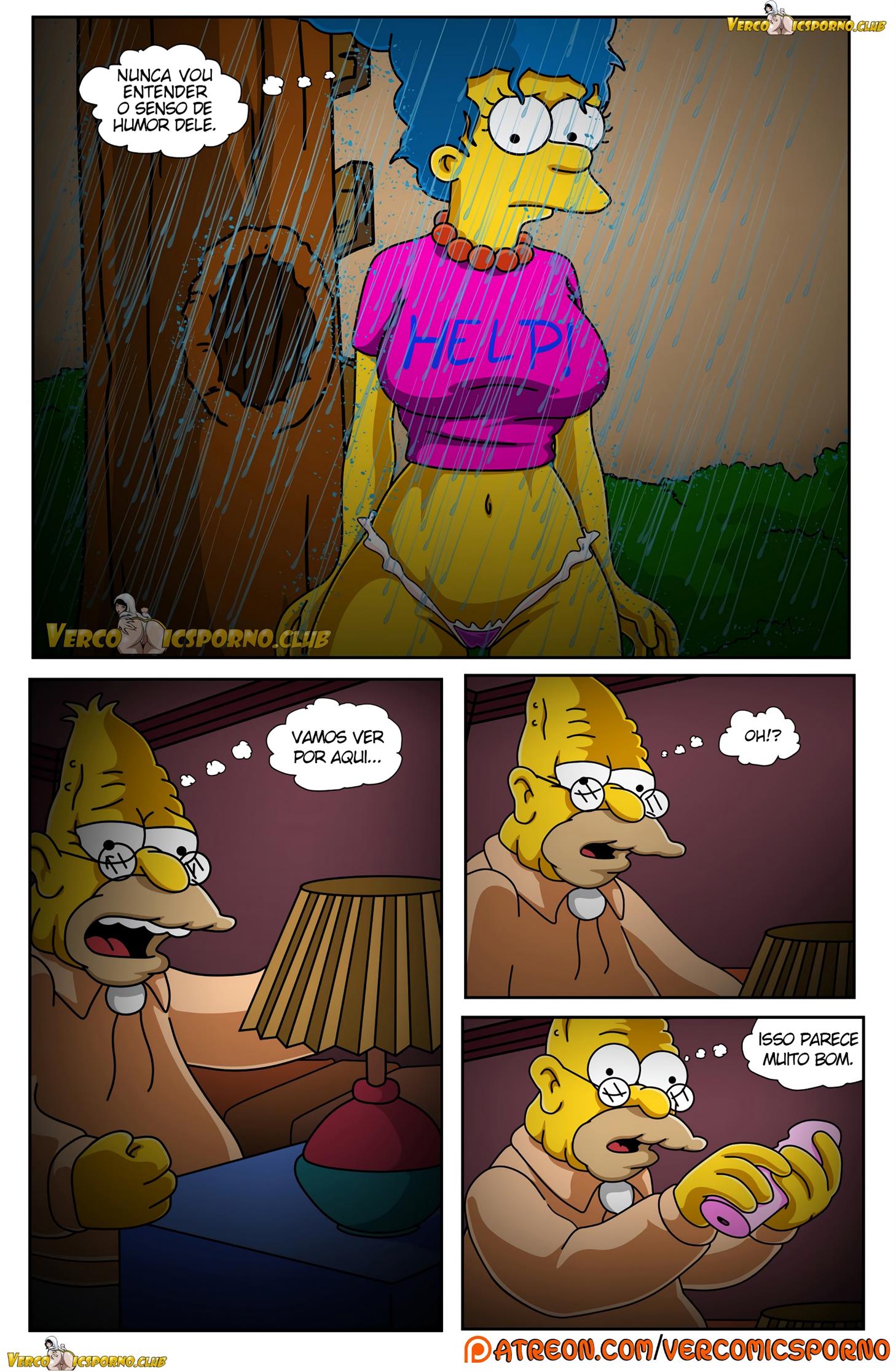 Vovô Simpson tarado espiando a Marge Simpson Hentai